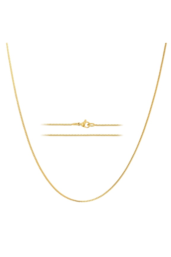 Gold Box Chain Necklace for Women, 24K Plated, Thin Dainty Layering