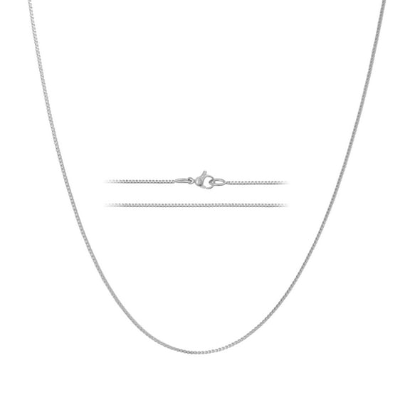 KISPER 24k White Gold Over Stainless Steel 1.2mm Box Chain Necklace, 14 inch
