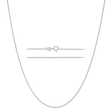 Genuine 925 Sterling Silver Italian Box Chain Necklace, 1.4mm, Tarnish-Free Rhodium Finish (16-38 Inch, Various Lengths)