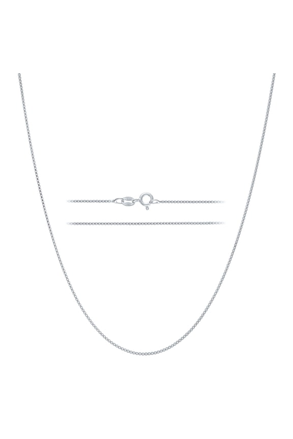 925 Sterling Silver 1mm Thin Italian Box Chain Necklace w/ Spring Ring Clasp
