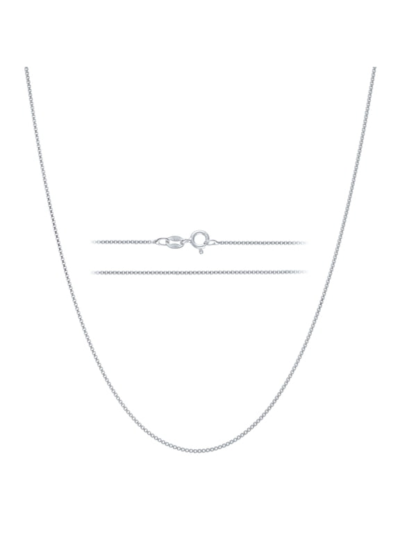 925 Sterling Silver Box Chain Necklace for Women, 1mm Diamond Cut