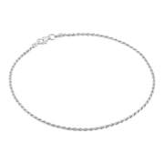 KISPER Solid 925 Sterling Silver Rope Ankle Bracelet for Women 1.5mm