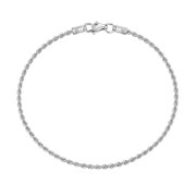 KISPER Solid 925 Sterling Silver Rope Chain Bracelet for Women 1.5mm