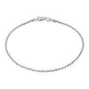 KISPER Solid 925 Sterling Silver Rope Chain Bracelet for Women 1.5mm