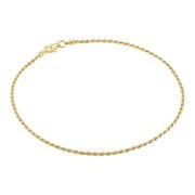 KISPER Gold Rope Ankle Bracelet for Women 1.5mm Plated 925 Sterling Silver