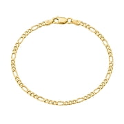 KISPER Gold Figaro Chain Bracelet for Women 3mm Plated 925 Sterling Silver