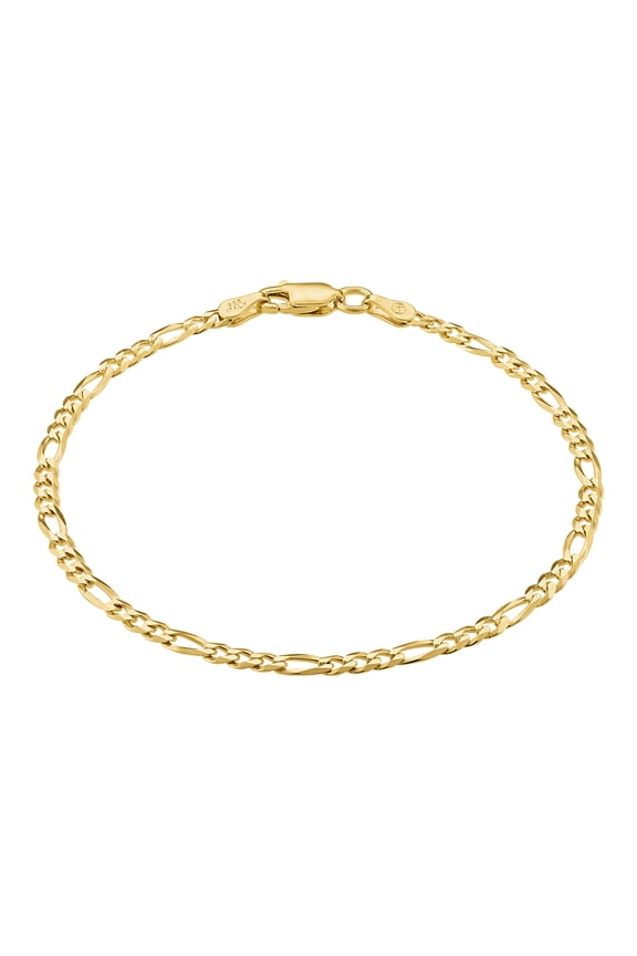 925 Sterling Silver Italian 3mm Figaro Chain Bracelet w/ Lobster Clasp