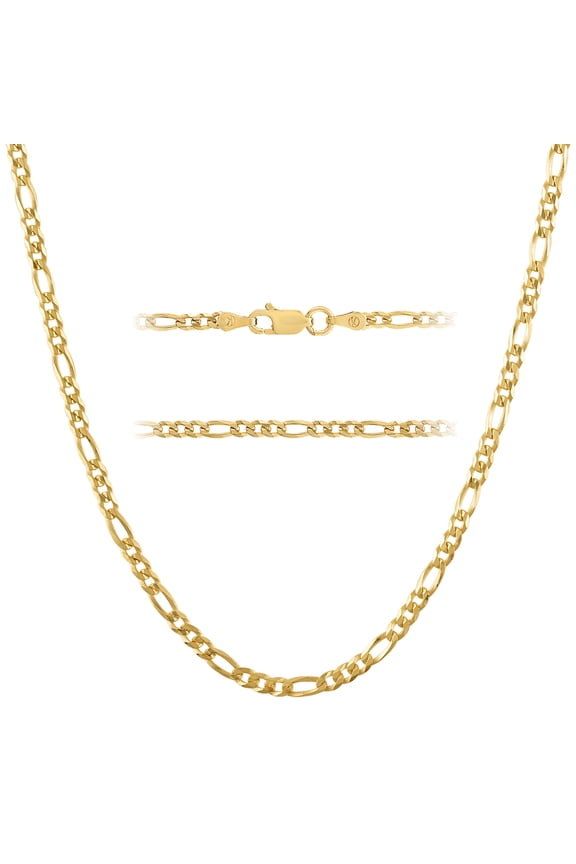 925 Sterling Silver Italian 3mm Figaro Chain Necklace w/ Lobster Clasp