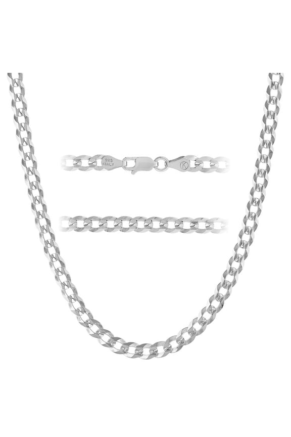 925 Sterling Silver Italian 5mm Cuban Chain Necklace w/ Lobster Clasp