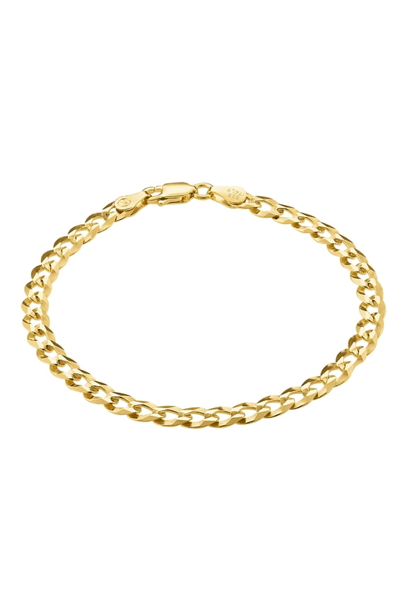 925 Sterling Silver Italian 5mm Gold Cuban Chain Bracelet w/ Lobster Clasp