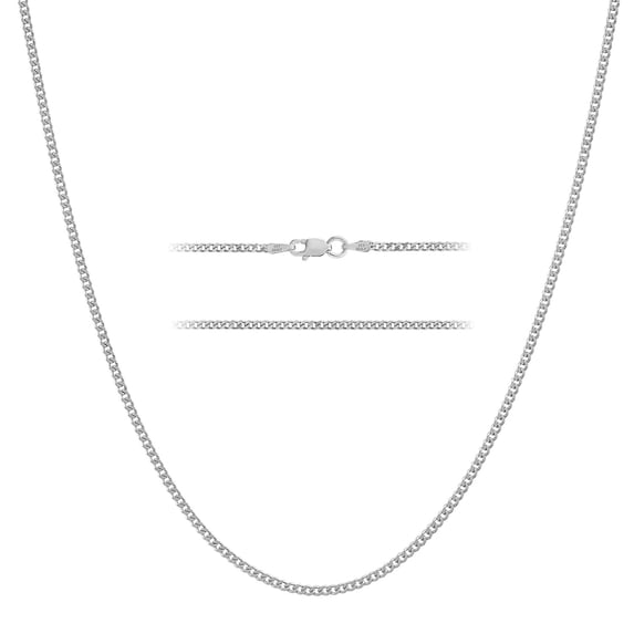 KISPER 925 Sterling Silver Italian Cuban Chain Necklace w/ Lobster Clasp