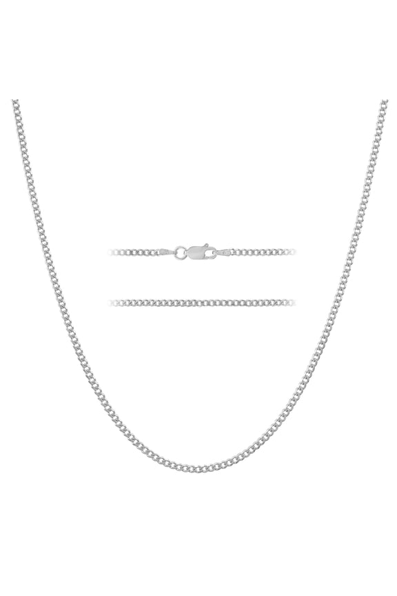 925 Sterling Silver Italian Cuban Chain Necklace w/ Lobster Clasp