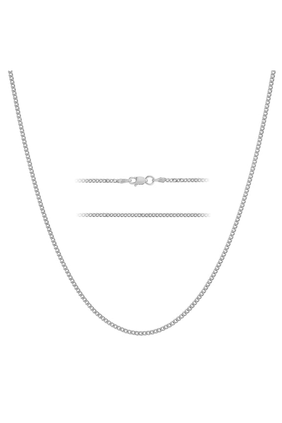 925 Sterling Silver Italian Cuban Chain Necklace w/ Lobster Clasp