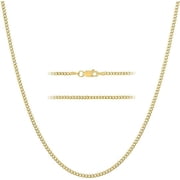 KISPER 18K Gold Plated Curb Chain Necklace Men & Women 925 Sterling Silver