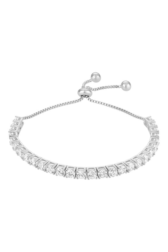 Adjustable Tennis Bracelets for Women White Gold Plated 4mm CZ