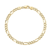 KISPER Gold Figaro Chain Bracelet for Men 5mm Plated 925 Sterling Silver