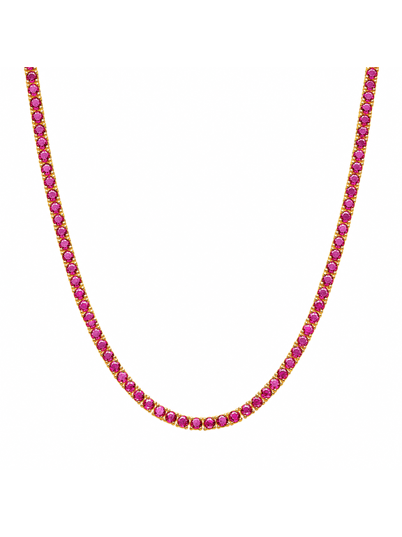 Gold Tennis Necklace for Women Colorful CZ Ruby Emerald Sapphire