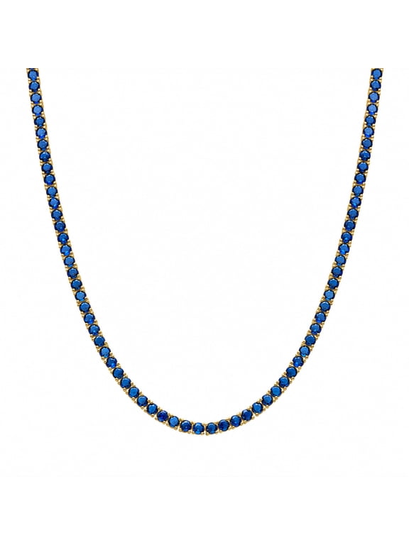 Gold Tennis Necklace for Women Colorful CZ Ruby Emerald Sapphire