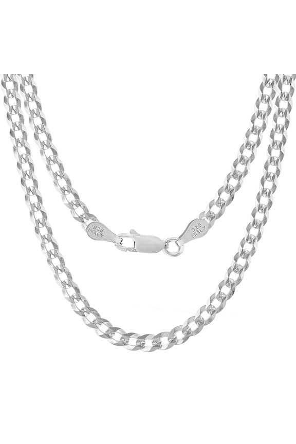 Solid 925 Sterling Silver Cuban Link Chain Necklace for Men 5mm