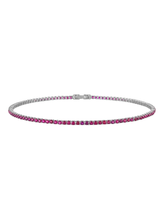 Tennis Anklets for Women Ruby Red 2mm 14K Gold Plated CZ