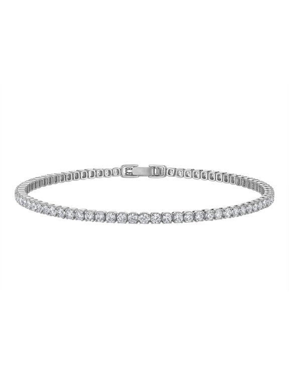Tennis Bracelets for Women Clear White 2mm 14K Gold Plated CZ