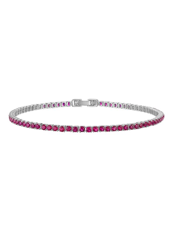 Tennis Bracelets for Women Ruby Red 2mm 14K Gold Plated CZ