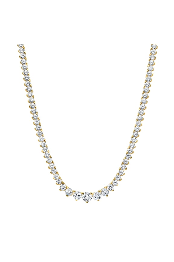 Tennis Necklaces for Women, Graduated Yellow Gold Plated CZ