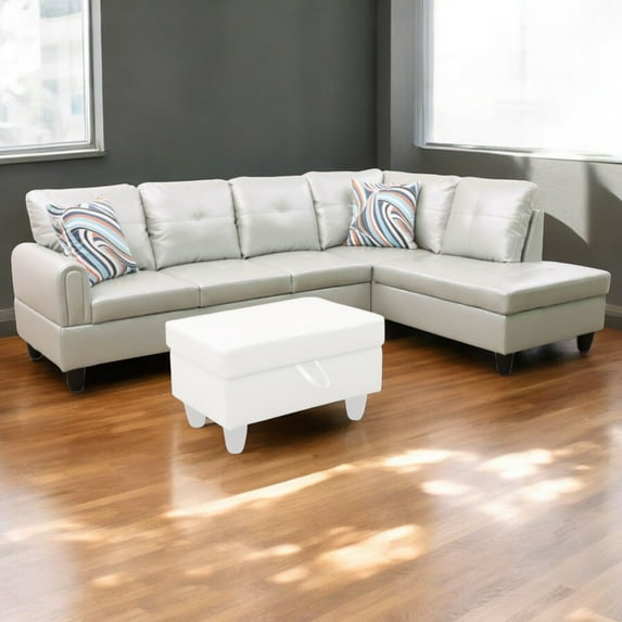KISRAIS 97" Wide 2-Piece Vegan Leather Sectional Sofa Set without Ottoman for Small Space