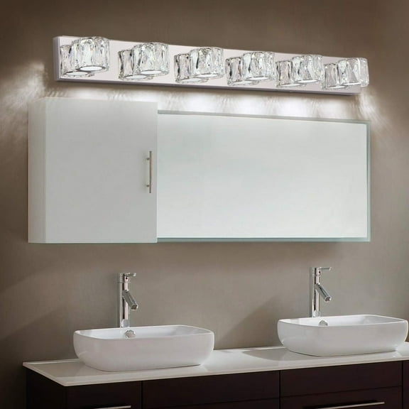 KISRAIS Dimmable Bathroom Vanity Light - Crystal Modern Vanity Lights for Bathroom