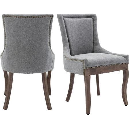 KISRAIS Dining Chairs Set of 2, Upholstered Side Chairs Farmhouse Solid Wood Kitchen Dining Room Chairs with Nailheads Legs