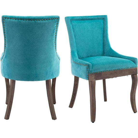 KISRAIS Dining Chairs Set of 2, Upholstered Side Chairs Farmhouse Solid Wood Kitchen Dining Room Chairs with Nailheads Legs