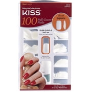 Kiss 100 Full-Cover Press On Nail Kit, Short Square, Nail Glue (3g /.11 oz.)