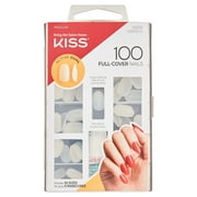 KISS 100 Full Cover Fake Nails Kit, Medium Length - Active Oval