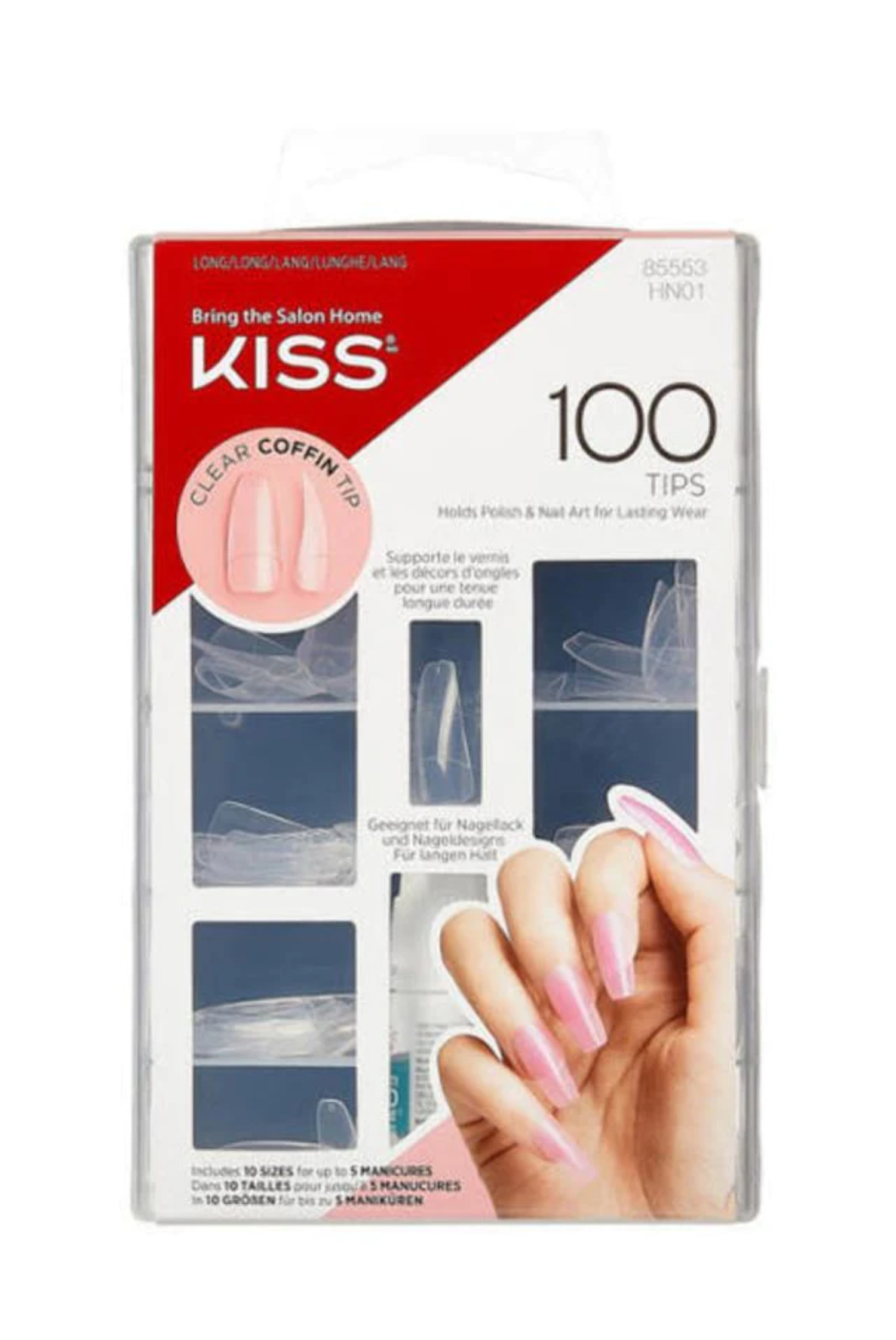 KISS 100 NAILS CLEAR COFFIN TIP