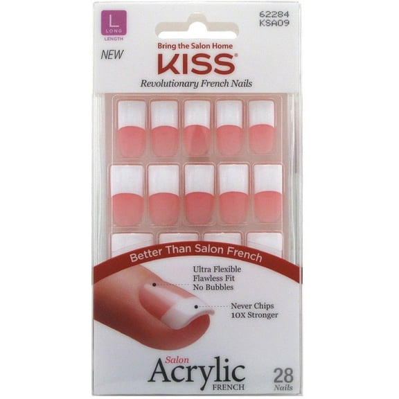 KISS Acrylic French Nail Kit, Long Length 2 28 Each