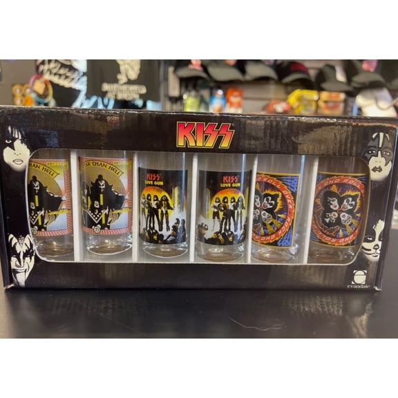 KISS Army Rock Band Concert Album Shot Shooter Glass Barware Drink Gift Set 6