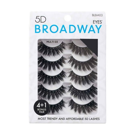 Broadway Eyes Strip False Eyelashes Multipack Fake Eyelashes Natural to Dramatic Look Lash Set 5 Pairs (03)