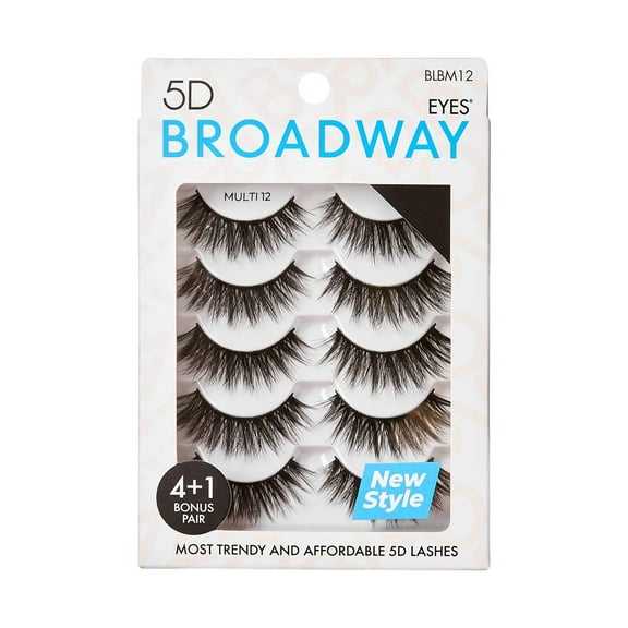 Broadway Lashes Strip False Eyelashes Multipack Fake Eyelashes Natural to Dramatic Look Lash Set 5 Pairs (12)