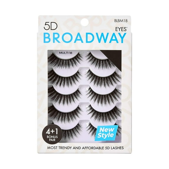 Broadway Lashes Strip False Eyelashes Multipack Fake Eyelashes Natural to Dramatic Look Lash Set 5 Pairs (18)
