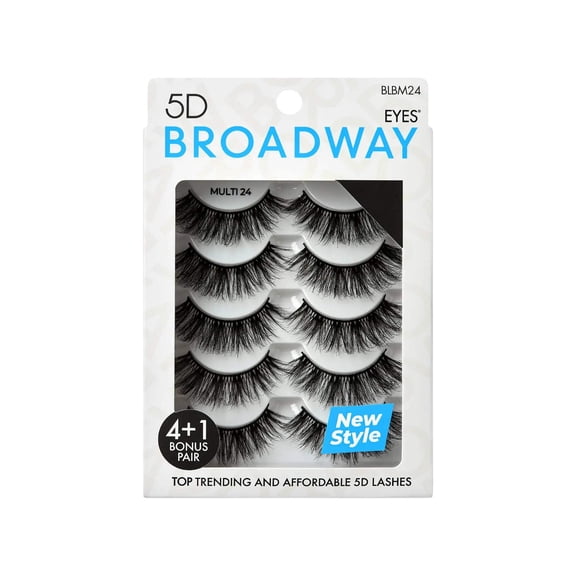 Broadway Eyes Strip False Eyelashes Multipack Fake Eyelashes Natural to Dramatic Look Lash Set 5 Pairs (24)