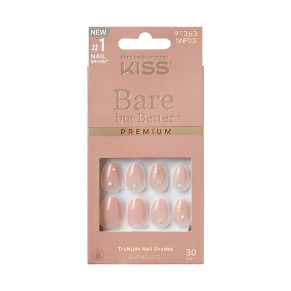 KISS Bare but Better Premium Press On Nails, Slay, Nude, Short Almond, 30 Ct.