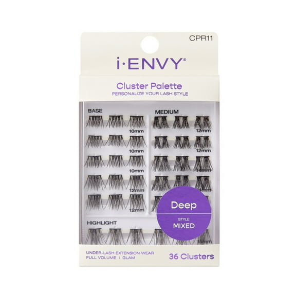 i-ENVY Cluster Palette Lash Refill, DIY Lash Makeup, Clusters False Eyelash, Varied Length, Customizable Under Lash Extension Layering (Deep Mixed Style #11)