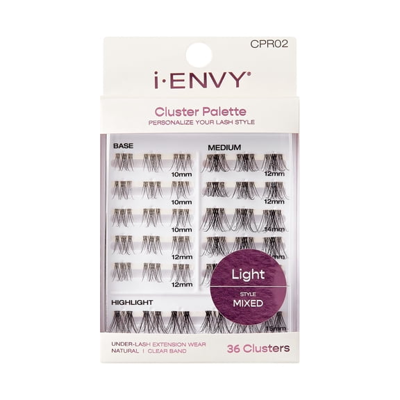 i-ENVY Cluster Palette Lash Refill, DIY Lash Makeup, Clusters False Eyelash, Varied Length, Customizable Under Lash Extension Layering (Light Mixed Style #02)