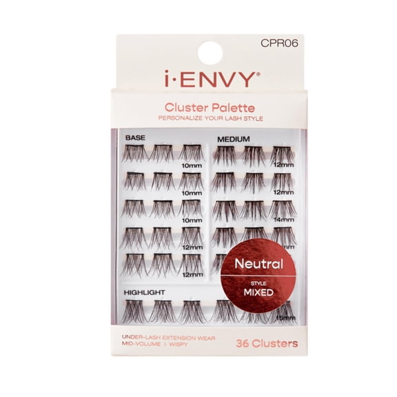 i-ENVY Cluster Palette Lash Refill, DIY Lash Makeup, Clusters False Eyelash, Varied Length, Customizable Under Lash Extension Layering (Neutral Mixed Style #06)