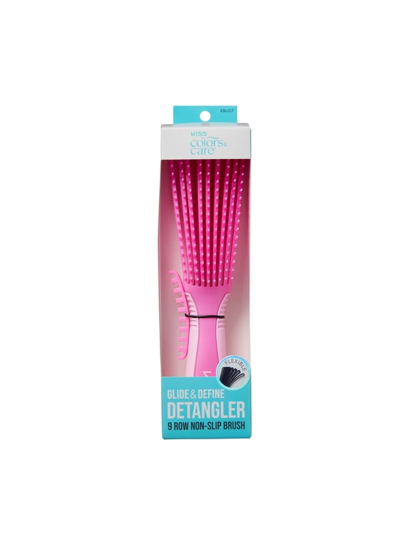 Glide & Define 9-Row Non-Slip Large Detangling Hair Brush, Pink