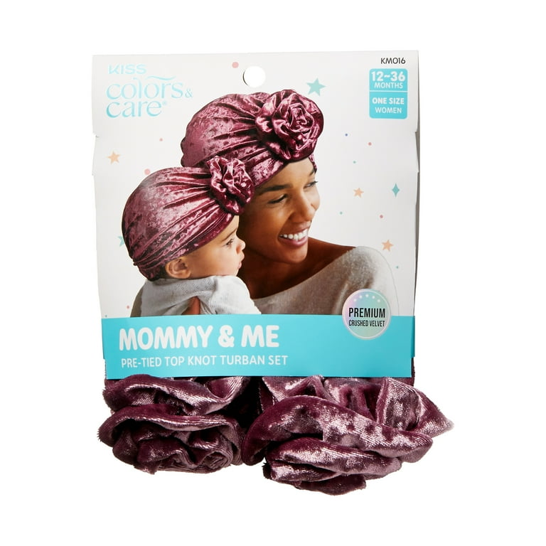 KISS COLORS CARE Mommy Me Crushed Velvet Pre Tied Top Knot Hair Wrap Turban Set Assorted Colors Walmart