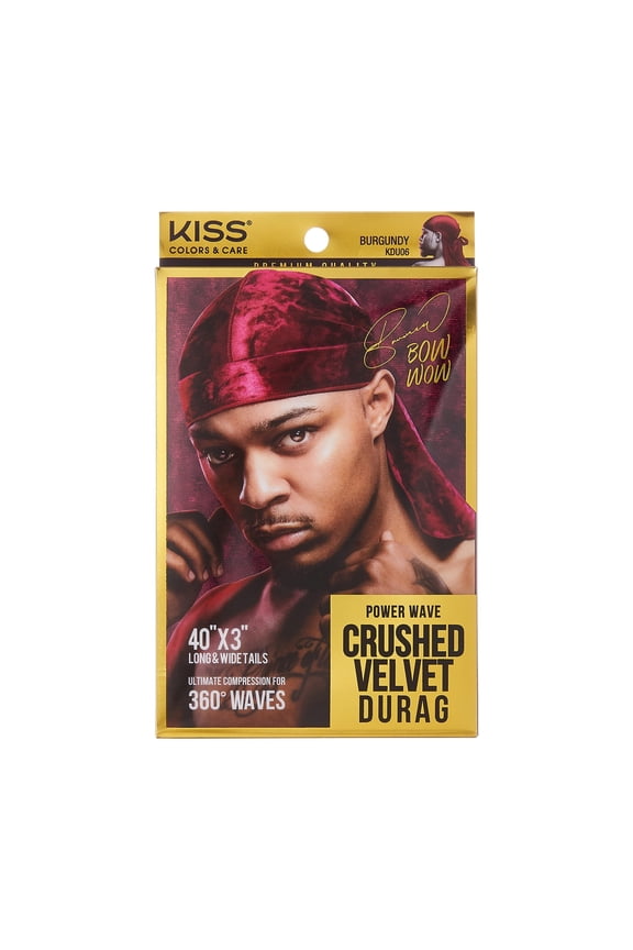 Power Wave Crushed Velvet Durag - Burgundy, Maximum Wave Formation, 360 Waves, Super Durable, Strong, Sleek & Stylish, High Compression, Extra Long Tails