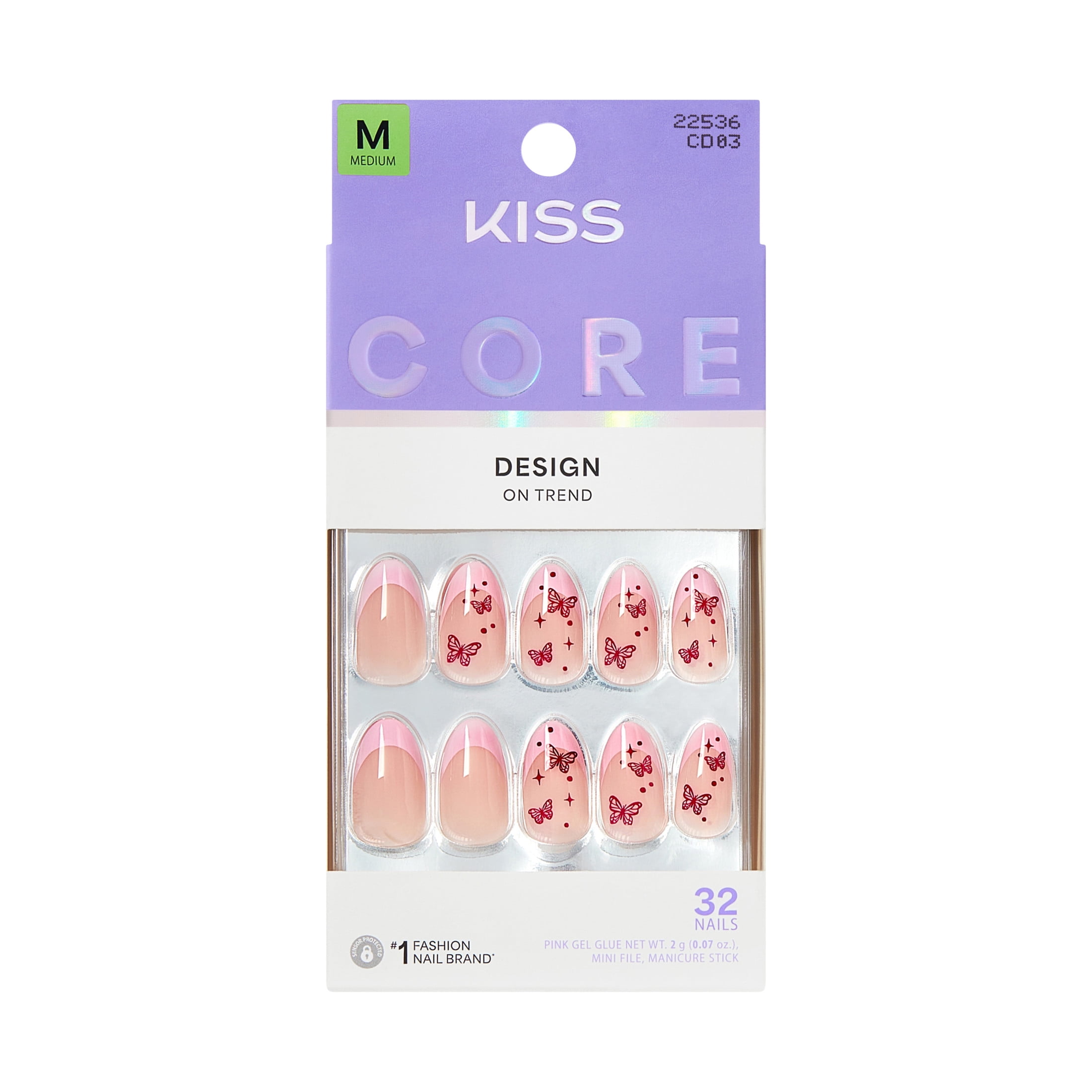 Kiss Core Design Press On Nails Almond, 'Signature', Pink, Medium