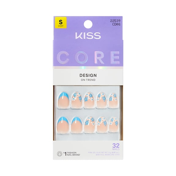 Kiss Core Design Press On Nails Almond, Tune, Neutral, Short, 32 Count