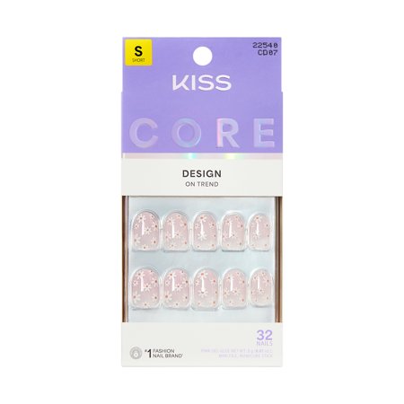 KISS CORE Design Press On Nails, ‘Friendship’, Pink, Short Round, 32 Count